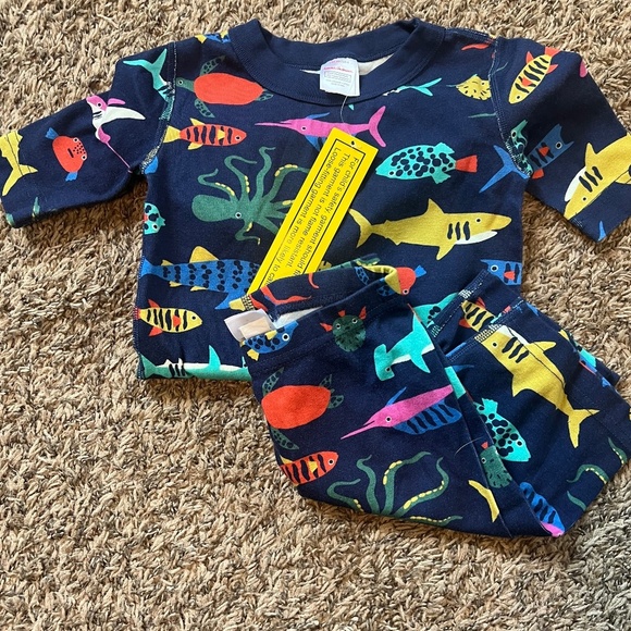 NWT Hanna Andersson size 8 pajama set short sleeve and shorts set aquarium print - Picture 1 of 5